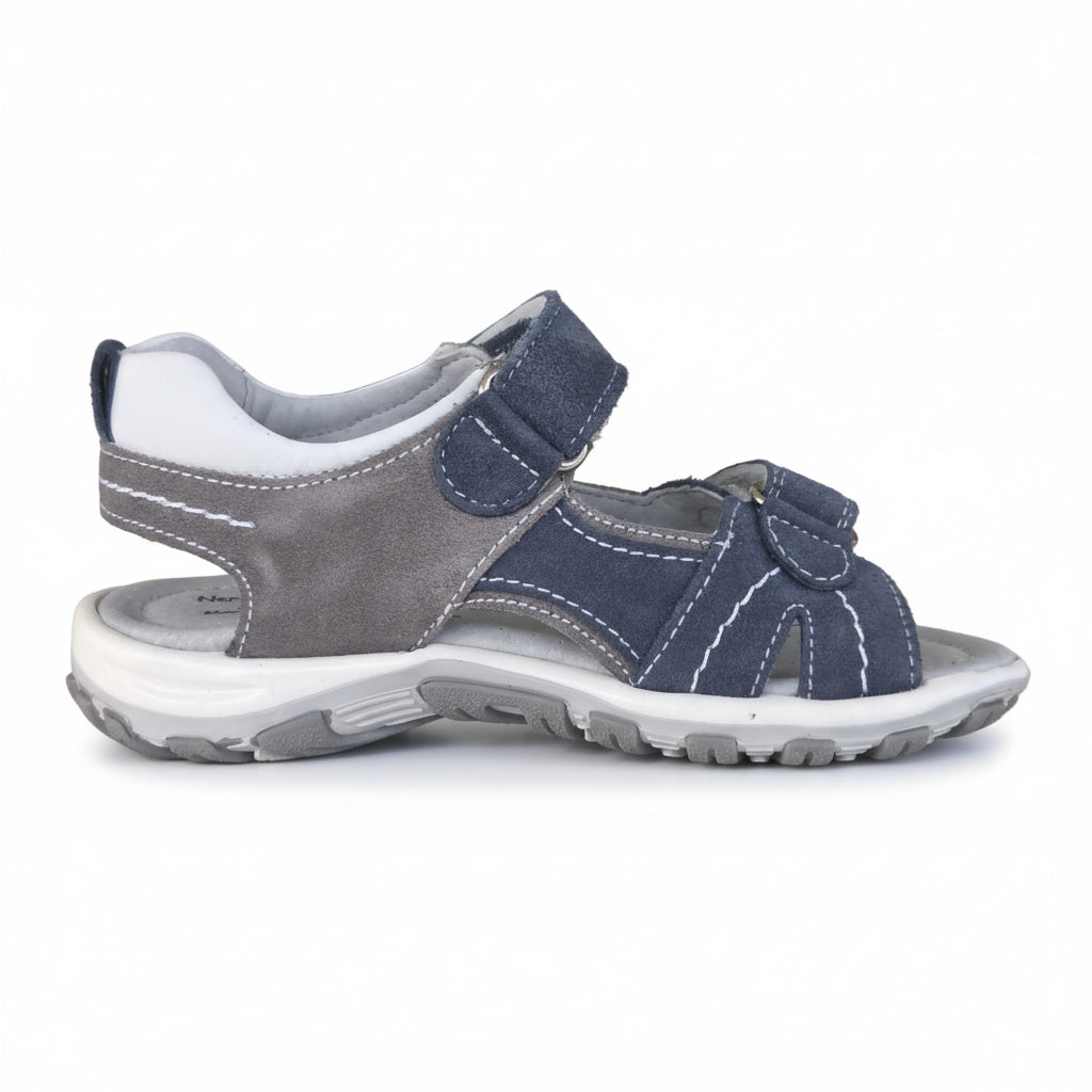 Sandali Bambini Nero Giardini Junior in Vera Pelle – Blu Grigio Bianco con Stella Strappo