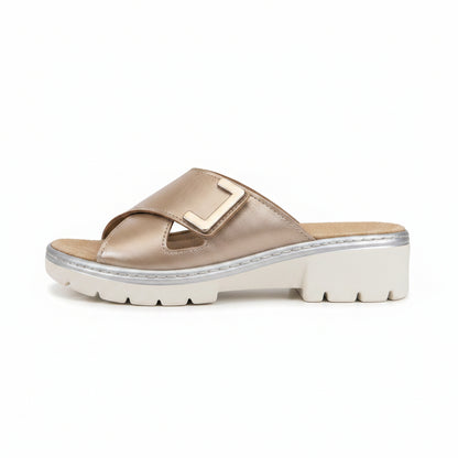 Ciabatte CinziaSoft MZB56-T Vera Pelle Oro Rosa con strap e plantare estraibile