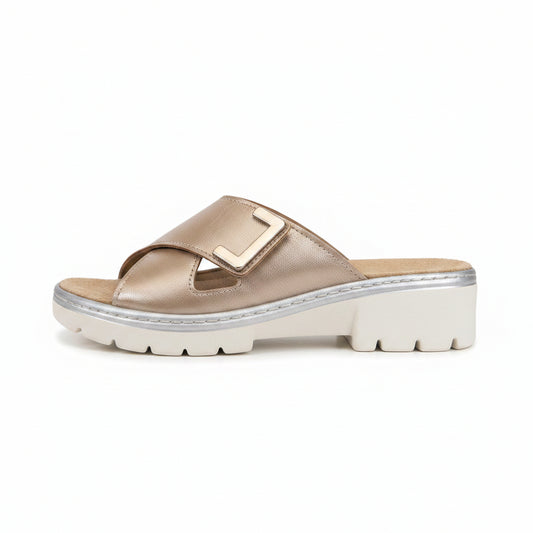 Ciabatte CinziaSoft MZB56-T Vera Pelle Oro Rosa con strap e plantare estraibile