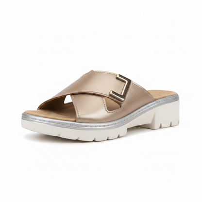 Ciabatte CinziaSoft MZB56-T Vera Pelle Oro Rosa con strap e plantare estraibile