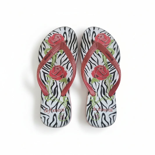 Infradito Donna De Fonseca Zebrato Rose Rosse | Ciabatte Mare Taglia 37/38