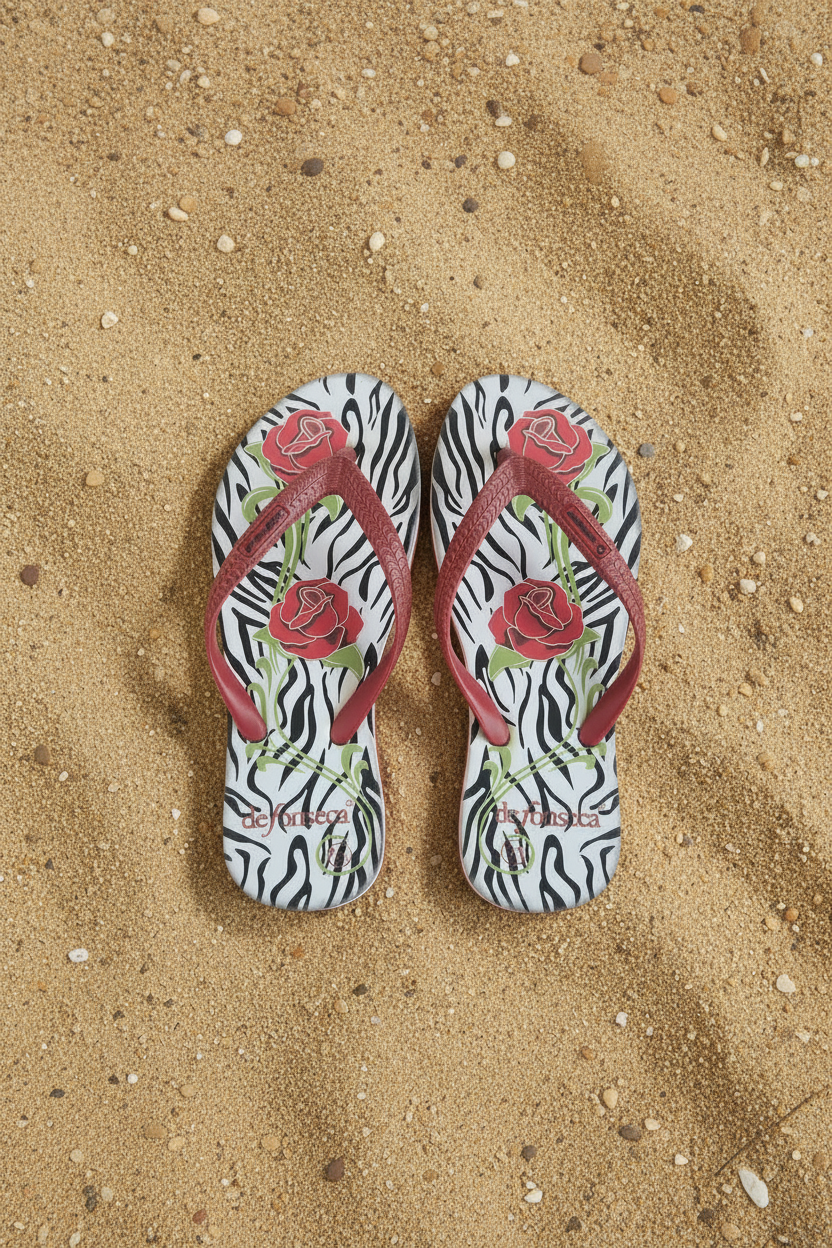 Infradito Donna De Fonseca Zebrato Rose Rosse | Ciabatte Mare Taglia 37/38