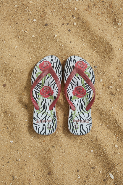Infradito Donna De Fonseca Zebrato Rose Rosse | Ciabatte Mare Taglia 37/38