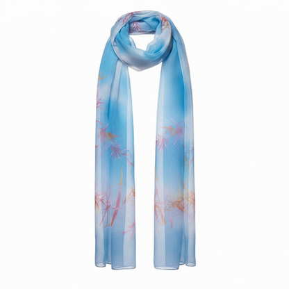 Foulard Coveri Collection Sciarpa Leggera Celeste cielo con stampa floreale
