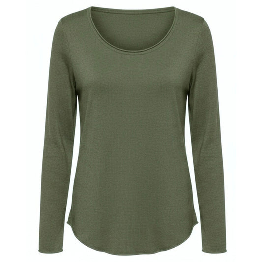 Maglia a maniche lunghe morbida, elasticizzata, Verde, Viscosa, Taglia Unica