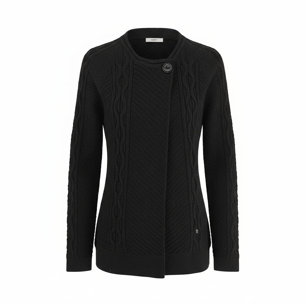 Giacca di maglia NeroGiardini A660420D Nero con trecce e bottone