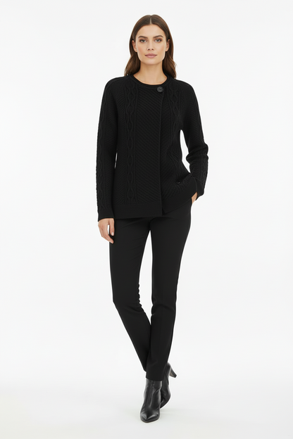 Giacca di maglia NeroGiardini A660420D Nero con trecce e bottone
