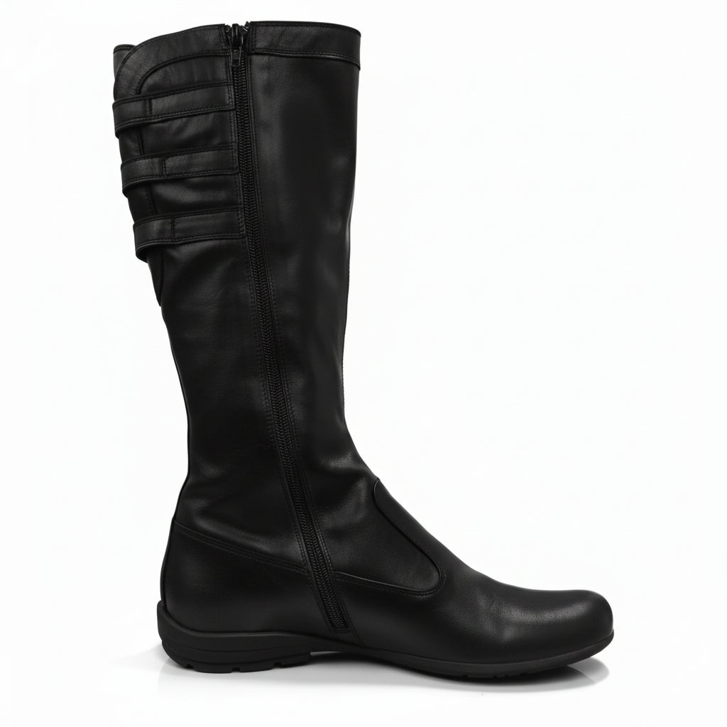 Stivali Donna NeroGiardini 00175, Vera Pelle, zip, fibbie, Nero - 37 EU