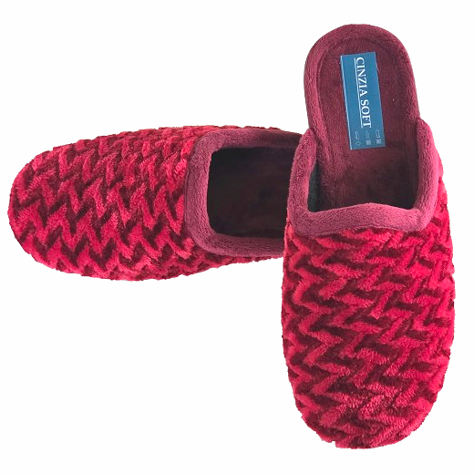 Cinzia Soft ED13018 Pantofole Donna, Velour Bordeaux, Comfort con Suola Ergonomica