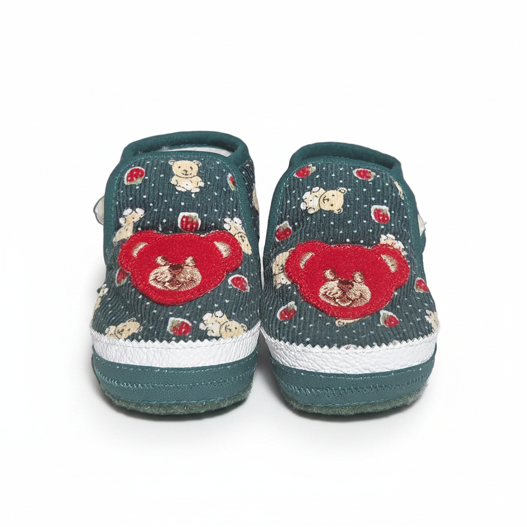 Scarpe da culla calde Neonato Orsetto Verde Rosso Bianco Cotone