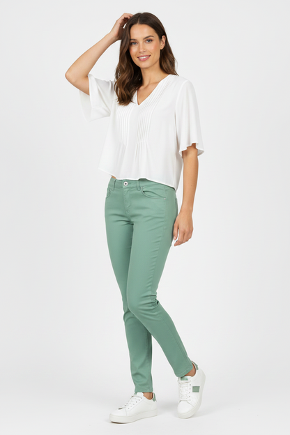 Pantaloni Estivi Donna Nero Giardini, Verde, Strass