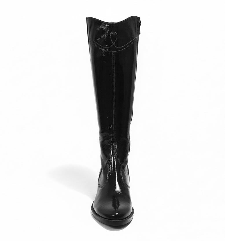 Stivali Texani Donna Nero Giardini, 00576, Vera Pelle Naplak in Vernice, Nero