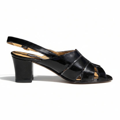 Sandali Donna Comfort, 2431, Vera Pelle in Vernice, Nero, 36 IT