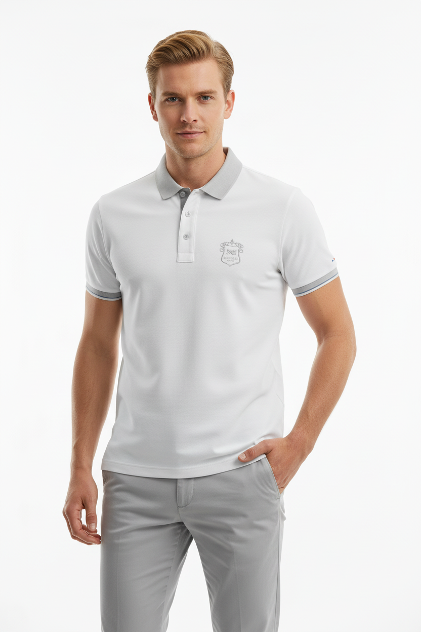 T-Shirt Polo Uomo Nero Giardini, Bianco e Grigio, Taglia 48 IT, P471500U, Cotone