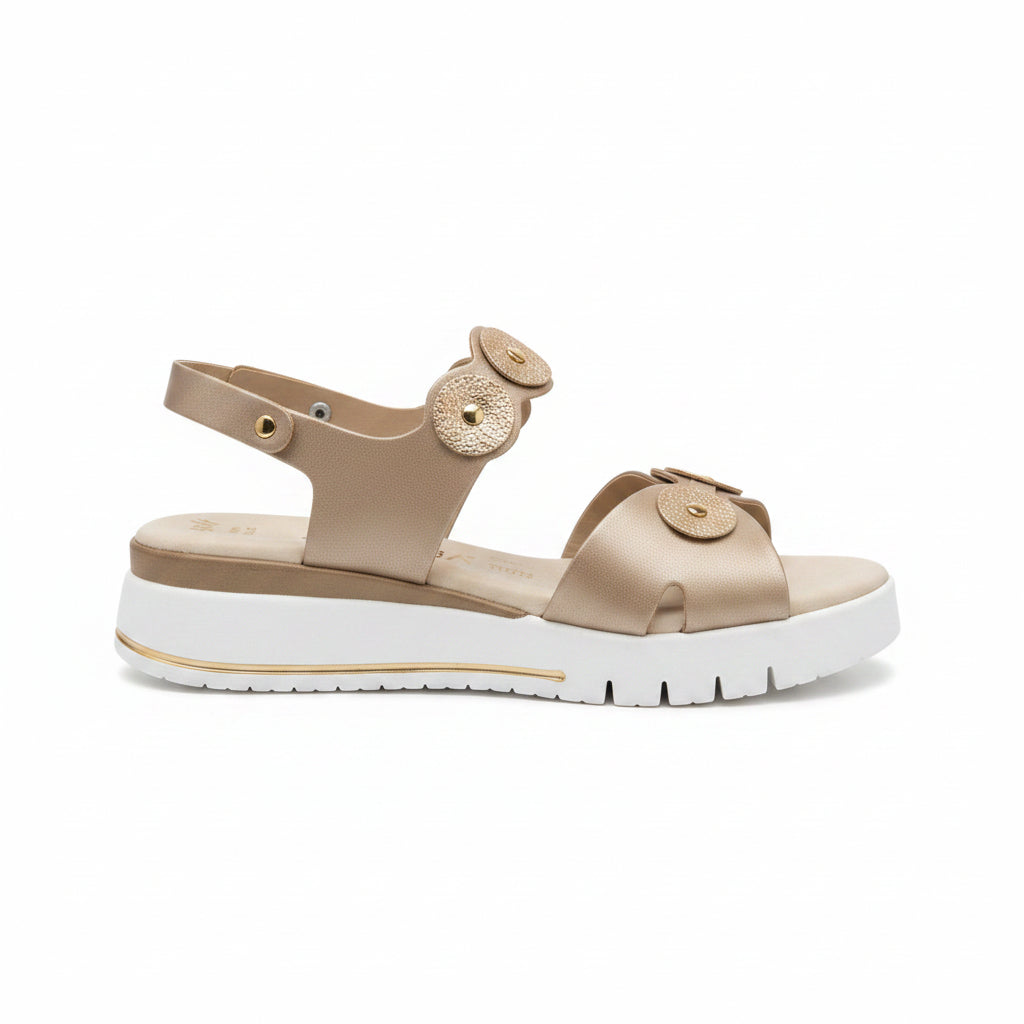 Sandali Donna Cinzia Soft Vera Pelle Platino con Doppio Strap, Fibbia e Platform – Numero 41