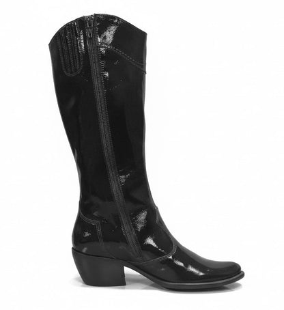 Stivali Texani Donna Nero Giardini, 00576, Vera Pelle Naplak in Vernice, Nero