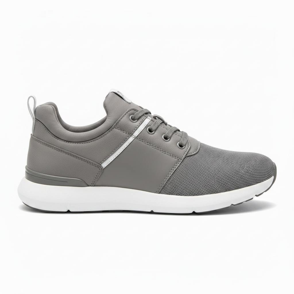 Sneakers Uomo Nero Giardini Grigio e Bianco Vera Pelle e Tessuto Mesh Elasticizzate con Lacci