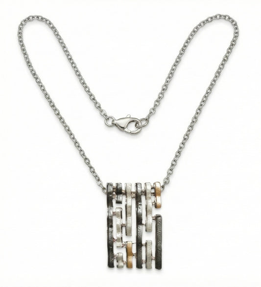 Flama Collana Donna Anallergica in Acciaio con Ciondolo Geometrico