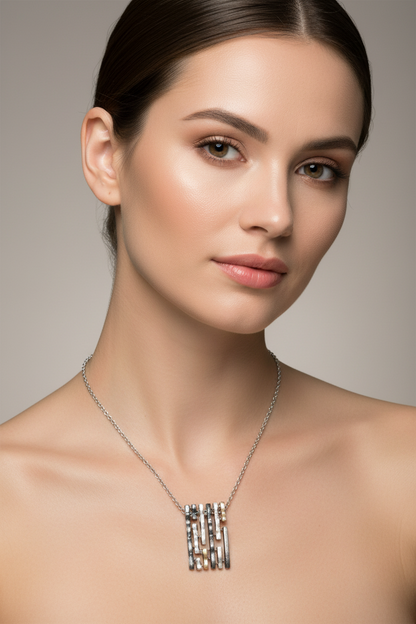 Flama Collana Donna Anallergica in Acciaio con Ciondolo Geometrico