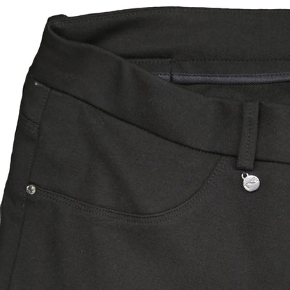 Pantaloni elasticizzati da donna, Nero Giardini, Nero, punto milano, con bottone gioiello e zip