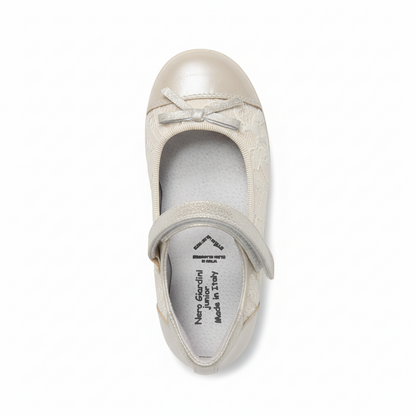 Scarpe ballerine Bambina Nero Giardini P621410F Vera Pelle, Pizzo, Avorio Champagne