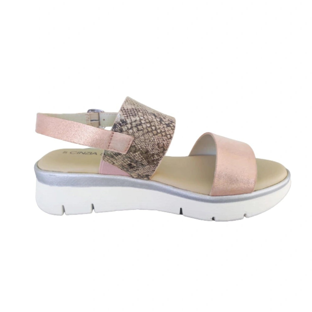 Sandali donna Cinzia Soft IV10627 Vera Pelle Laminata, Rosa Metallico, 37 IT