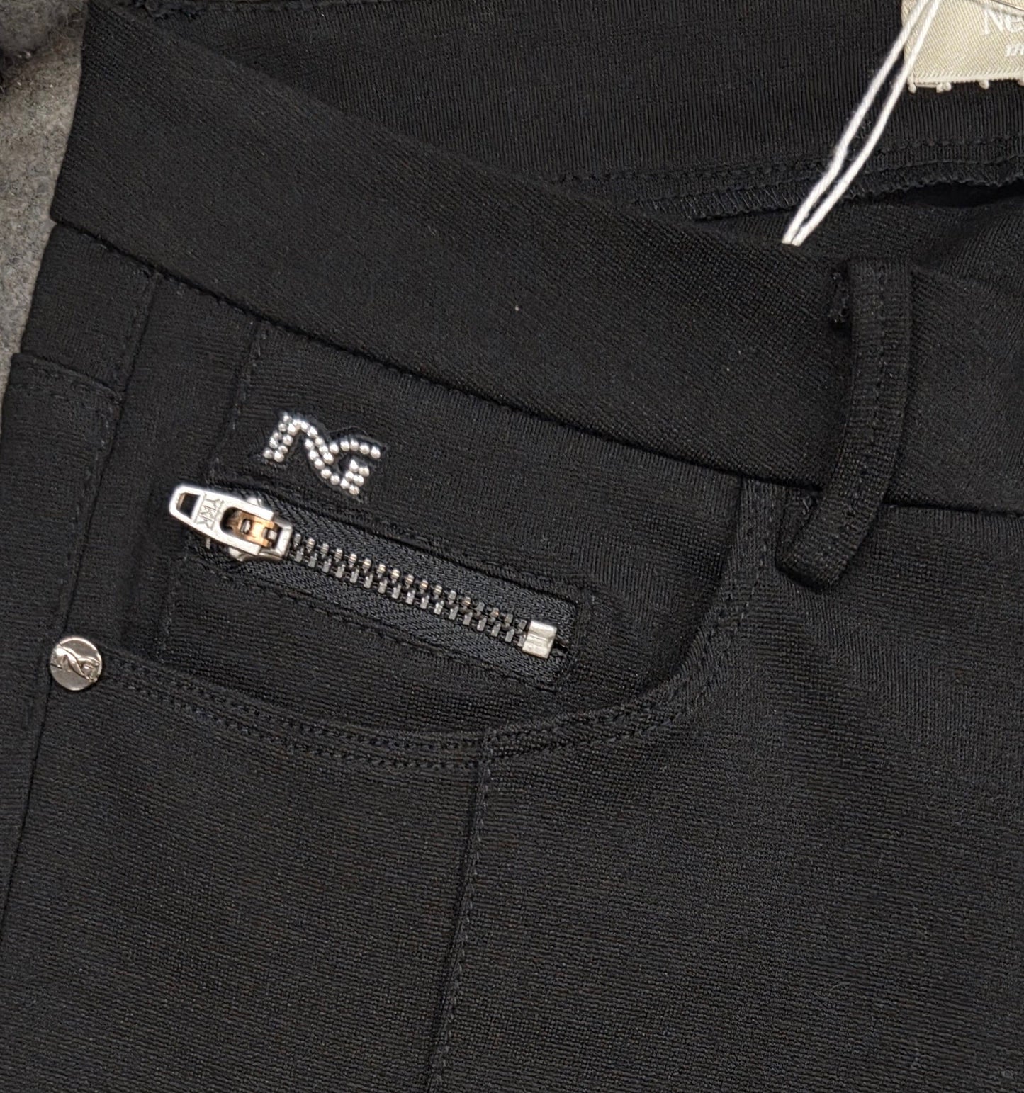 Pantaloni elasticizzati da donna Nero Giardini, Nero, bottone gioiello, Taglia 40 EU