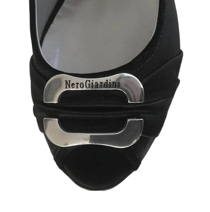 Décolleté Spuntate NeroGiardini, Nero, Vera Pelle, Raso, 38 IT, Open Toe