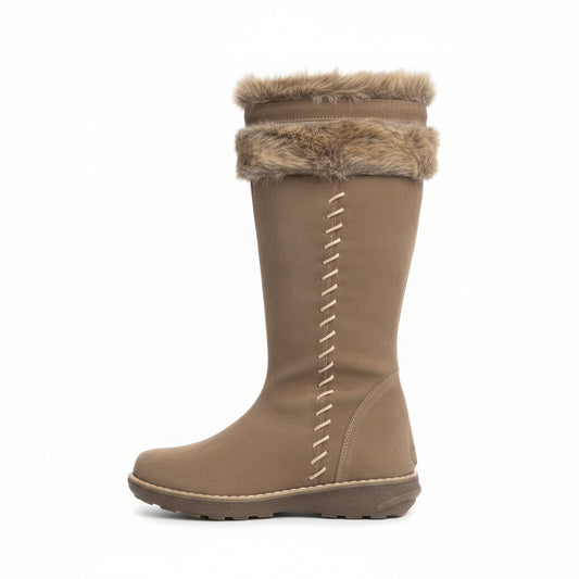 Stivali Tortora Beige, con inserti in Pelliccia, Vera Pelle, Cricket 3204