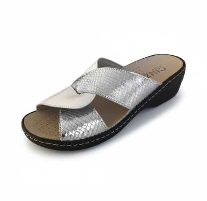 Ciabatte Donna Cinzia Soft IAEH63VPY Argento e Bianco con Plantare Estraibile 39