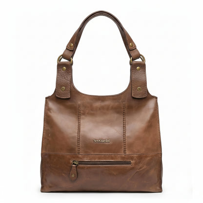Borsa Nero Giardini a Spalla e a Tracolla, Donna, Vera Pelle, Effetto Graffio, Marrone