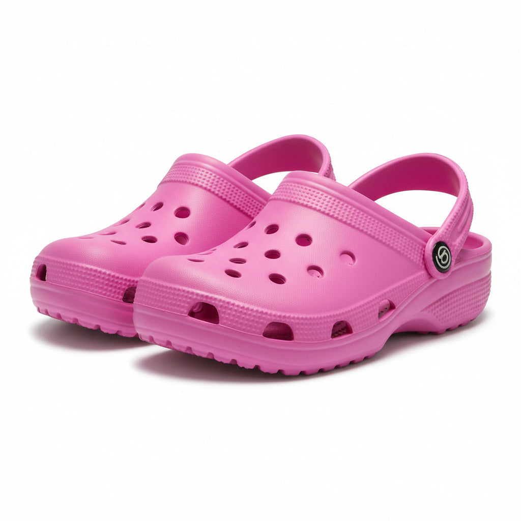 Ciabatte forate in gomma, stile Crocs, De@de, Fucsia