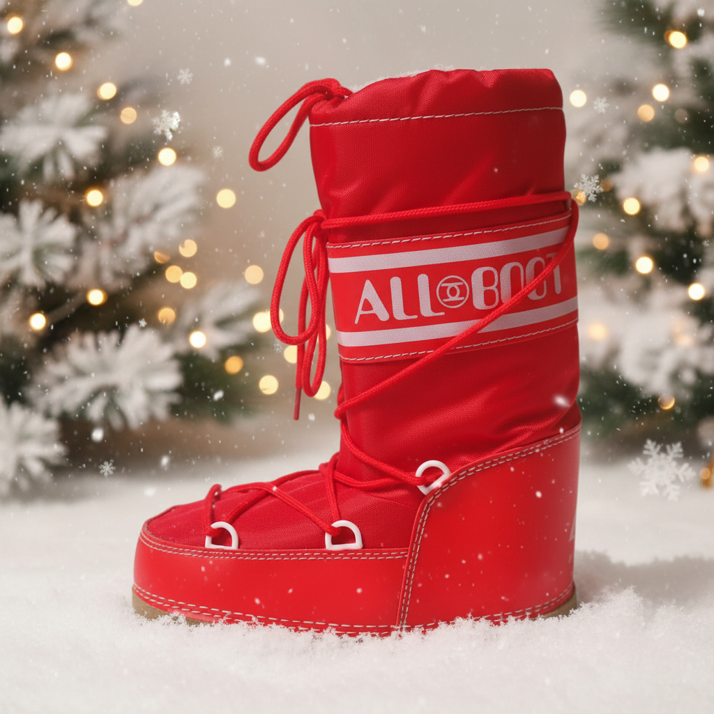 Doposci Bambini ALL BOOT Impermeabili, Caldi e Comodi, Rosso, Taglia 32-34 EU