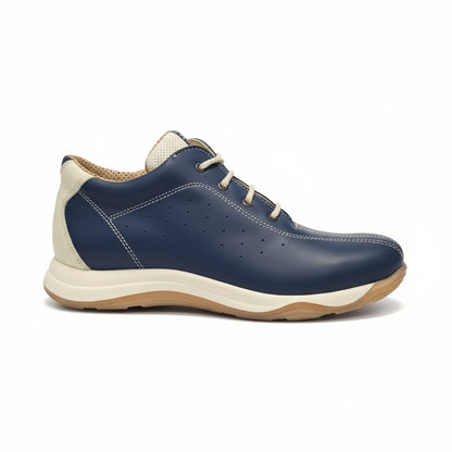 Sneakers Blu Avio e Beige, Walk Safari, 3208, Vera Pelle, 39 EU, Unisex