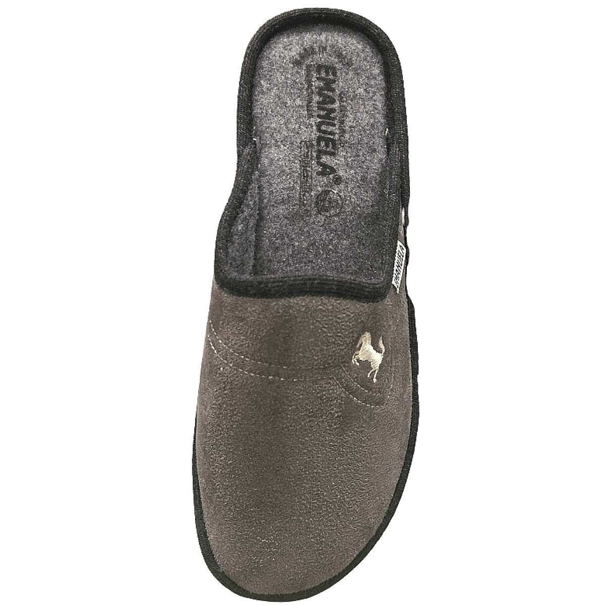 Pantofole Uomo in Velour, EMANUELA, Ciabatte Calde Grigie, Lana Cotta, 1109
