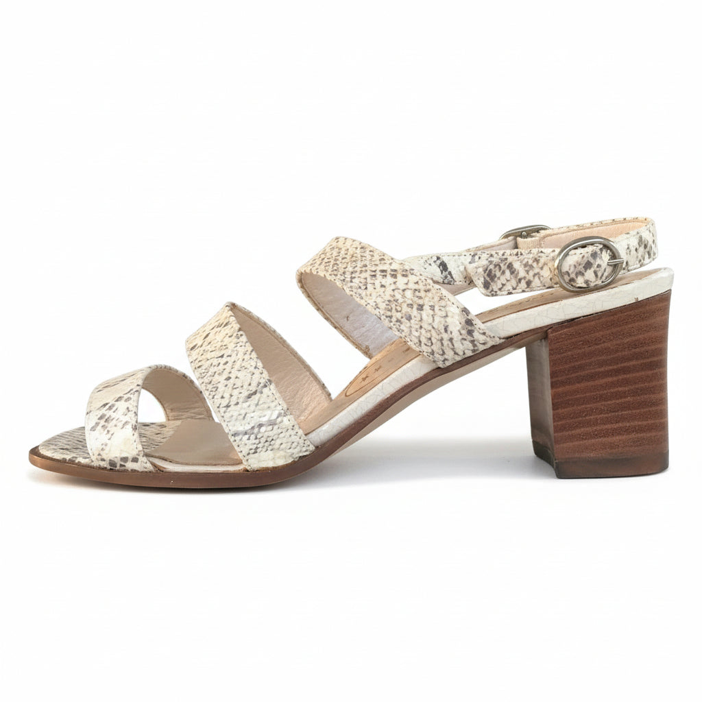 Sandali Donna Merianna Confort 2814, Vera Pelle, Avorio Stampato Rettile, 36 IT