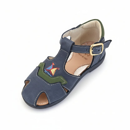 Sandali a Gabbietta Bambini Bunny Vera Pelle Blu | Taglia 23