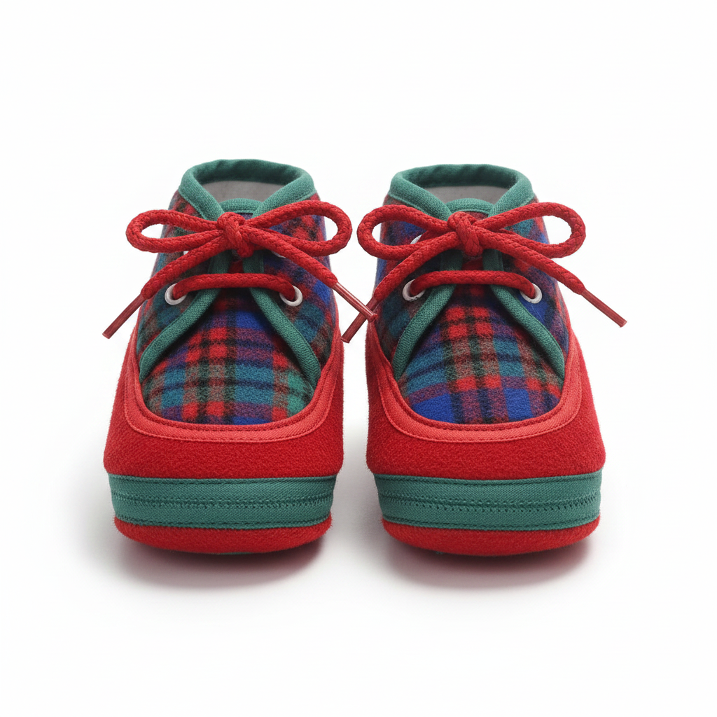 Scarpine da culla Bambini Tartan Rosso Verde Blu, 18
