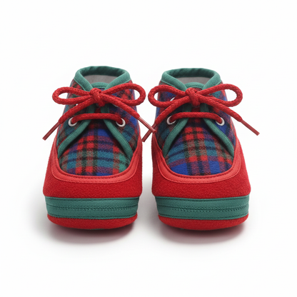 Scarpine da culla Bambini Tartan Rosso Verde Blu, 18