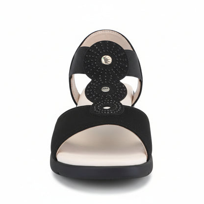 Sandali Cinzia Soft 782395, Vera Pelle, Nero, Strass, Zeppa, 37 IT