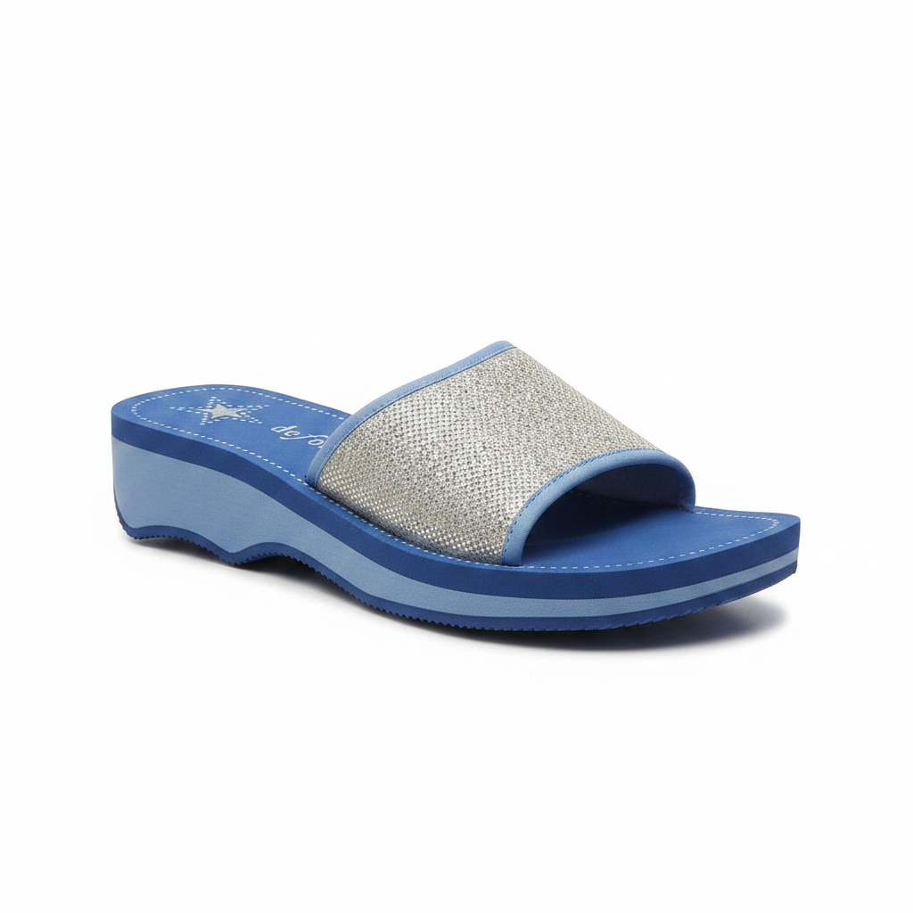 Ciabatte Mare Donna De Fonseca Fascia Cangiante – Blu Argento Taglia 39