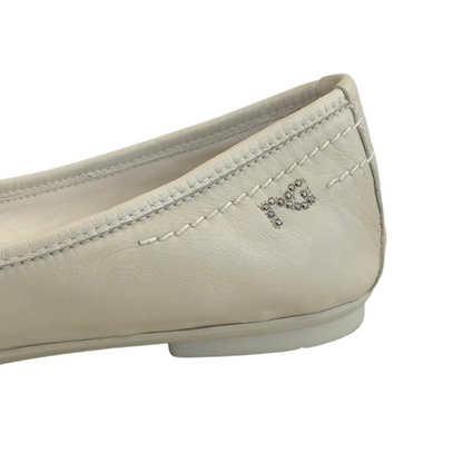 Ballerine NeroGiardini P207072D Vera Pelle, Bianco Beige Ghana Safari con Cristalli Argento