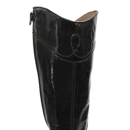 Stivali Texani Donna Nero Giardini, 00576, Vera Pelle Naplak in Vernice, Nero