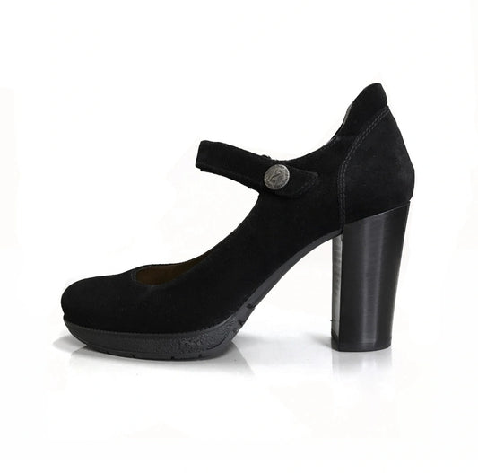 Dècolletè NeroGiardini A005200D Donna - Tacco a Blocco 9 cm con Plateau, Stile Mary Jane, Cinturino, Nero - Numero 38 (EU)