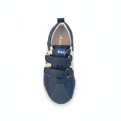 Sneakers Bambino, Okeep, 8064, Vera Pelle Vitello, Blu Denim, 34 IT