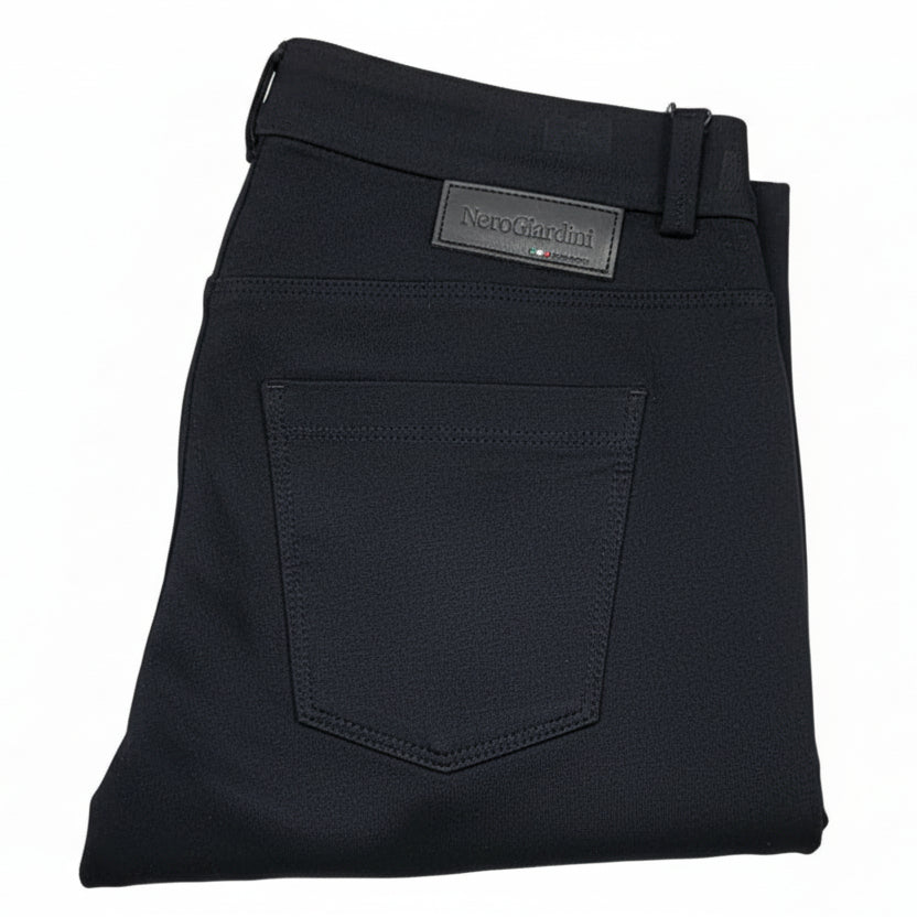 Pantaloni elasticizzati Blu, Donna, Nero Giardini, Punto Milano, Cotone, Morbidi