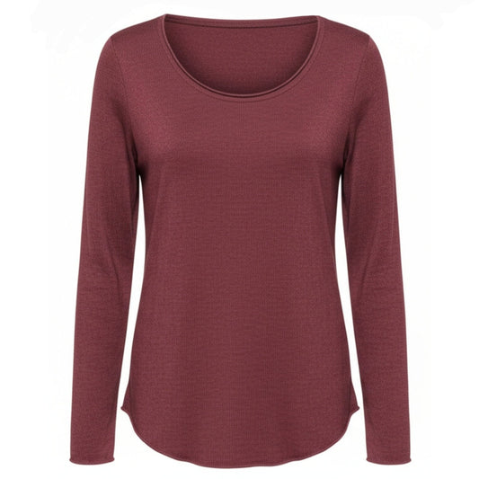 Maglia a maniche lunghe morbida, elasticizzata, Vinaccia, Viscosa, Taglia Unica