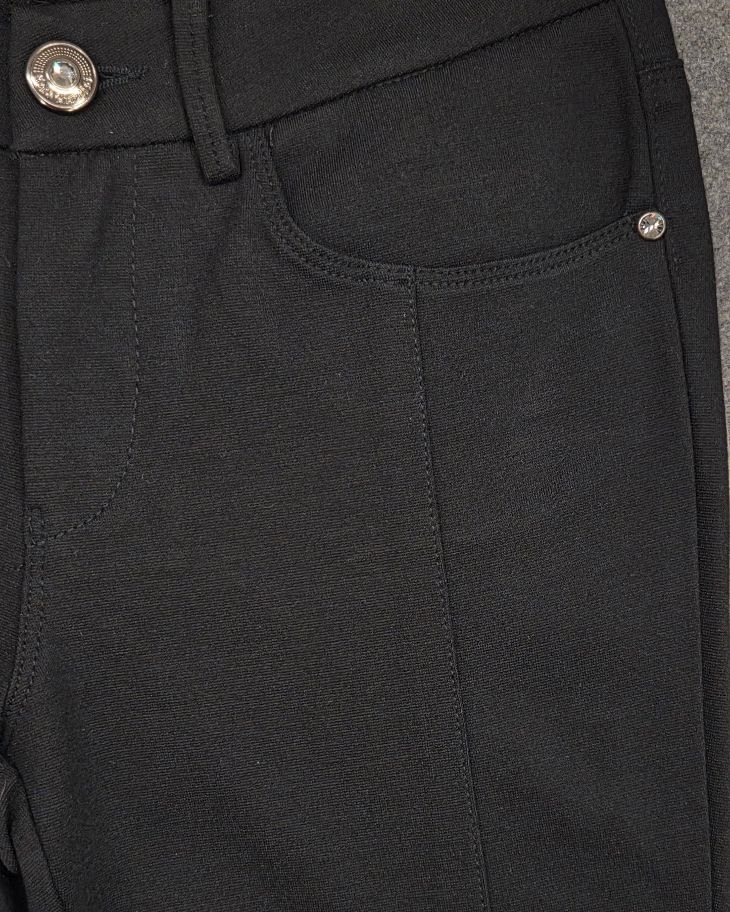 Pantaloni elasticizzati da donna Nero Giardini, Nero, bottone gioiello, Taglia 40 EU