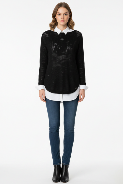 Maglia a maniche lunge Donna NeroGiardini A560109D Nero con lavorazione