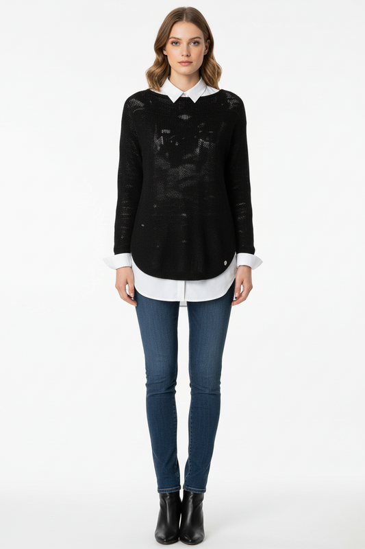 Maglia a maniche lunge Donna NeroGiardini A560109D Nero con lavorazione